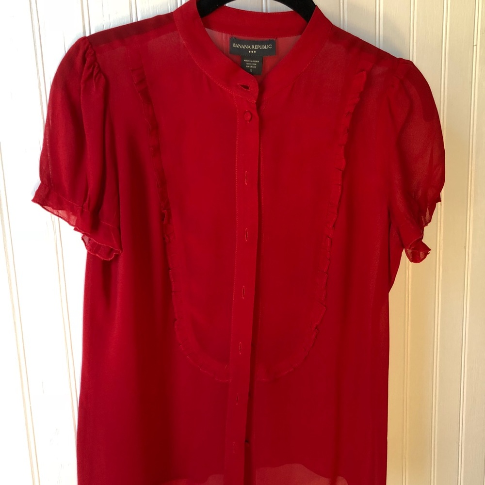 Banana Republic Silk Ruffle Top